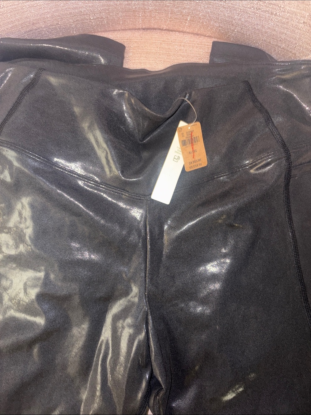 PINK Victoria's Secret Glossy Black Leggings